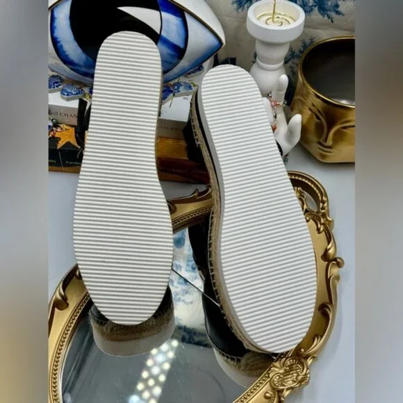 🆕 SEE BY CHLOE 🧿 NWOB Glyn Black Leather Espadrille Sandals - EU 37 - Picture 12 of 16